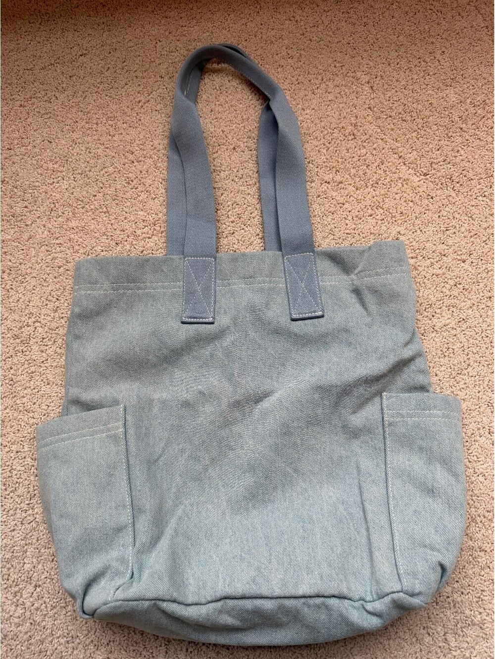 Universal Thread Light Blue Canvas Tote Bag Large Shoulder Bag with Side Pockets